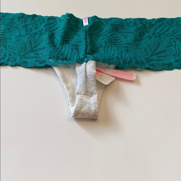 Small Extra low rise thong teal and grey lace Victoria’s Secret Pink - Picture 4 of 5